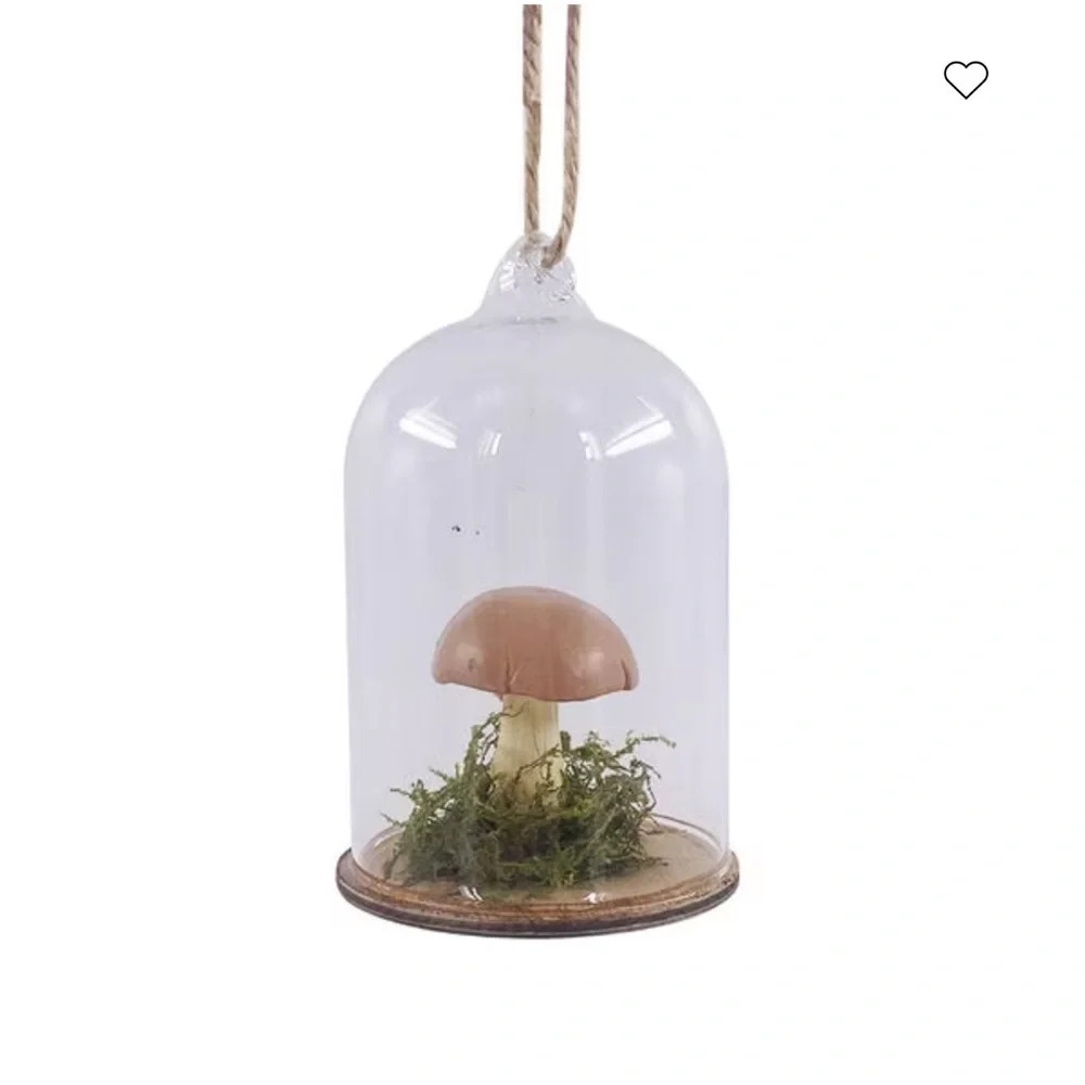 Mushroom in Glass Cloche Ornament, NWT